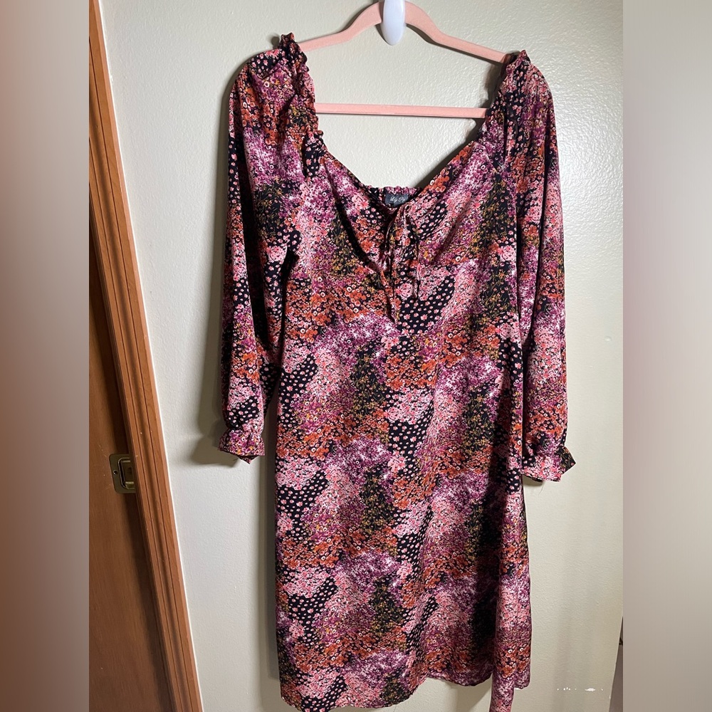 Lilly Rose Y2K Fairy Grunge Dark Floral Midi Babydoll Dress Size XL  Fall Witchy